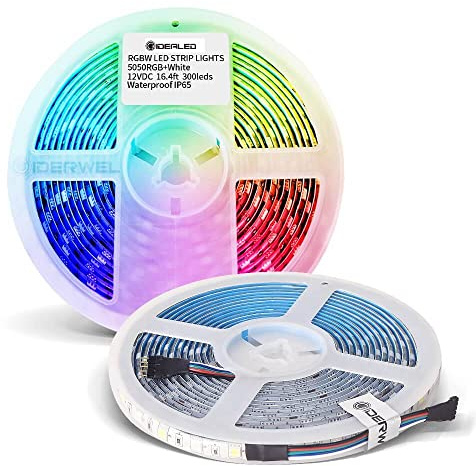 RGBW LED Streifen 5m,DC12V Dimmbar RGB Kaltweiß Mehrfarbiges 300 LEDs SMD5050 Flexible 5 Draht Ambiance Beleuchtung Lightstrip,Nur 16.4ft RGBW LED Strip Lights | Dimmbar& Flexible,300 LEDs SMD5050 5 Draht 6000K Lightstrip für Innendekorationen,Nur 16.4ft RGBW LED Strip Light