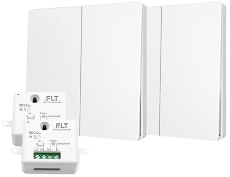 Interruptor inalámbrico y sin batería Autoalimentado - Ecológico - Calidad Profesional - Interruptor RF de 5 mandos + 1 relé radio empotrable - Largo Alcance - Interior y Exterior IP64