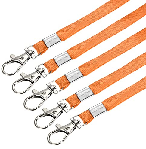 sourcing map 5er Pack Flache Schlüsselband Wirbelhaken Klammer für ID Ausweis Halter Orange