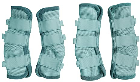 LEAFOREST Fliegenstiefel für Pferde, rutschfest, für Esel, Mini-Pony, atmungsaktiv, Netzstoff, für Weide und Scheune, Blau, 4 Stück