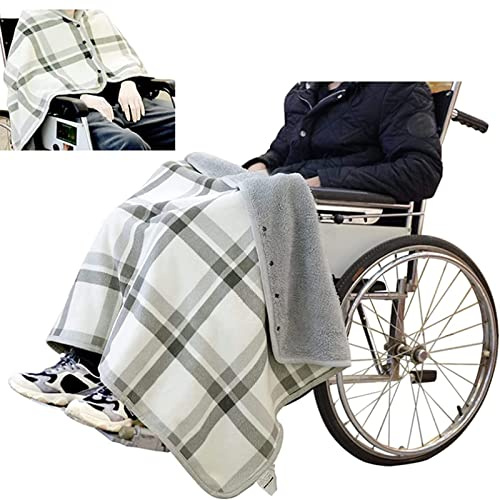 Rollstuhldecke Für Erwachsen, Schal Decke Für Erwachsene Flanell Futter Rollstuhl Poncho Knie Decke Bein Decke Tragbare Warme Decke Umhang Poncho Für Rollstuhlfahrer, Geduldiges Geschenk,Weiß