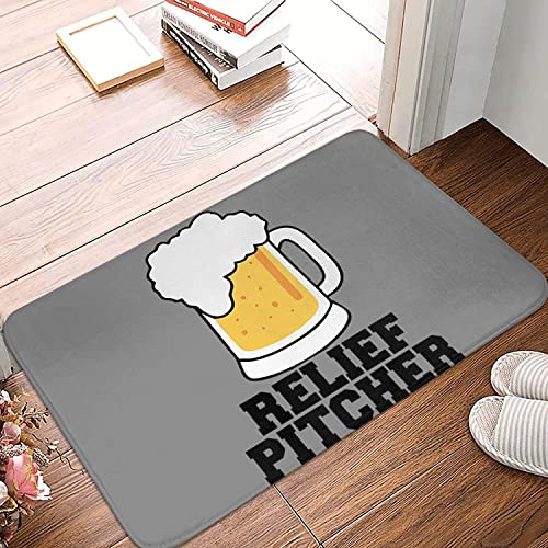 Relief Pitcher Beer Non Slip Rubber Backed Entryway Rugs for Indoor Outdoor Entrance Floor Door Mat Dries Quickly Kitchen Mat Natural Durable Easy to Maintain 36x24 Inch