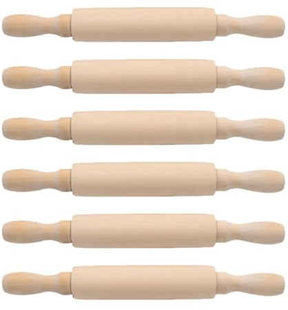 Luxshiny 6 Stück Mini Backen Walzstöcke Aus Holz 7.87In Kinder Teigroller Für Kreatives Spielen Fördert Hand-Augen-Koordination Und Kognitive Fähigkeiten