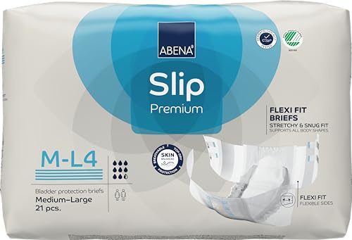 Abena Slip Flexi-Fit Premium Incontinence Briefs, Level 4, (Medium to Extra Large), Medium/Large, 21 Count