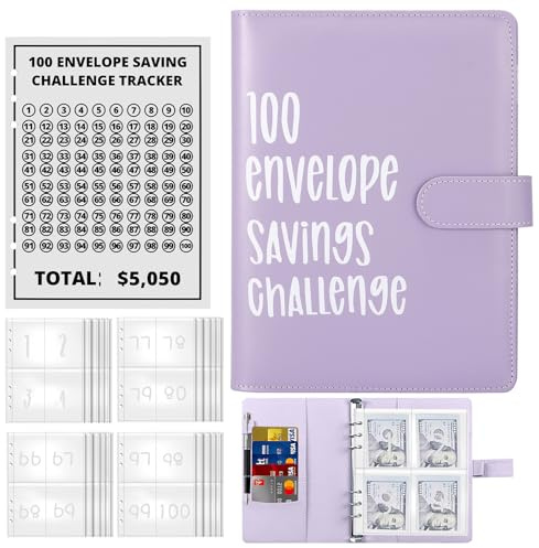 100 Envelope Saving Challenge, Budget Planner Sparbuch für Geld Challenge