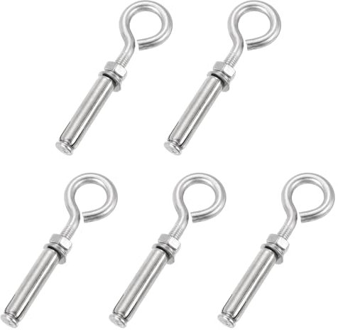 QUARKZMAN 5uds M8 304 Inoxidable Acero Expansión Cáncamo Cerrado Gancho Expansión Perno Tornillo Hormigón Cáncamo para Pared Techo Concreto Mampostería