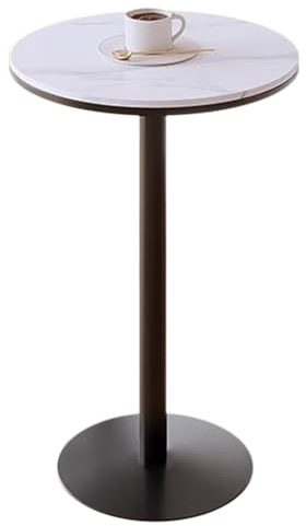 Yopappol 55 cm runder Bartisch aus Marmor, Kaffee-Besprechungstisch, Pub-Thekentische mit schwarzem Bein und Sockel, Bistro-Cocktailtisch für Zuhause, Büro, Esszimmer und Küche(Size:Height 75cm)
