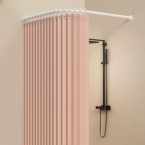 Duschvorhangstange L Form, 120 X 120 Cm Duschstange Ecke Edelstahl Vorhangstange Ohne Bohren Für Badezimmer Badewanne Umkleidekabine, Weiß