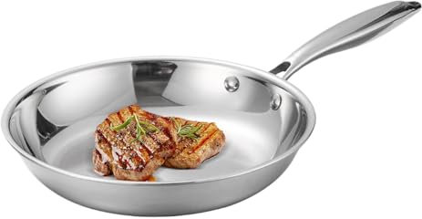 Moreeulsi Padella in acciaio inox, 28 cm, padella profonda, adatta al forno, padella profonda in acciaio inox, per cucinare frittate