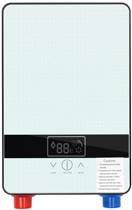 Scaldacqua istantanea doccia, scaldacqua elettrico istantaneo, 6500 W Tankless acqua calda istantanea bagno doccia, bagno scaldabagno elettrico 0-55 ℃, 29 × 19 × 6,5 cm