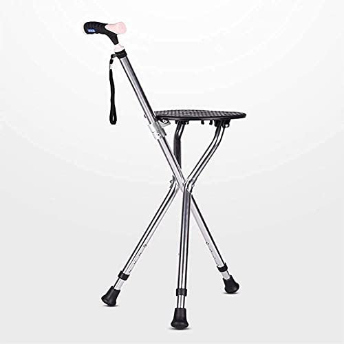 Stick a Piedi con Sedile Regolabili stampelle, Sedile Portatile Sedile a Piedi Leggero in Altezza Regolabile Sedia da Passeggio Anziani per la disabilità treppiede per Anziani
