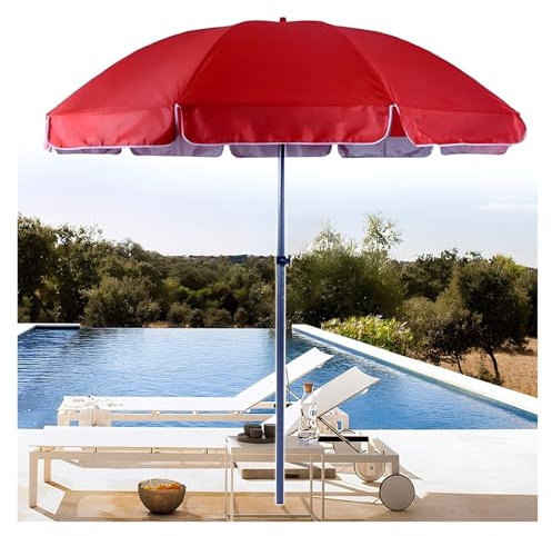 XUQQU Parasols De Jardin Extérieurs, Parapluie Portatif De Table De Marché, Grand Parasol De Plage pour Les Piscines, Le Camping, Les Marchés, Hauteur Réglable, sans Socle(Red,2.20m/7.21ft)