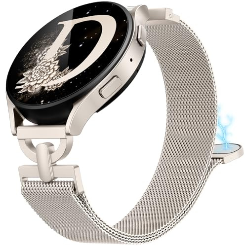 BEEXI Kompatibel mit Samsung Galaxy Watch 7/6 40mm 44mm, 20mm Metall Magnet Mesh Ersatz Edelstahl Uhrenarmband mit D-förmiges für FE/5/4/Active 2/Watch 6 Classic/5 Pro 45mm/3 41mm, Polarstern