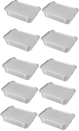 Ipetboom Rectangular Tin Foil Boxes 20pcs Aluminum Foil Containers 21x14.3x4.3cm 850ml Capacity BBQ Pans Practical Food Containers for Oven Cooking and Takeaway Packing