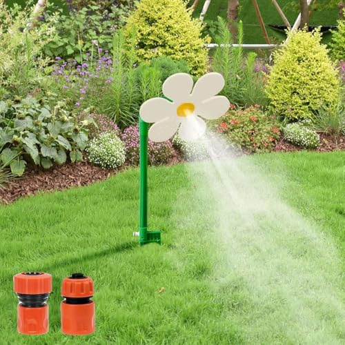 Blume Rasensprenger, Wasserspielzeug Kinder Outdoor Wassersprinkler, Automatische 360 Grad Rasensprenger Große Flächen, Crazy Daisy Sprinkler, Spaß Bewässerungssystem Garten Rasen (Weiß)
