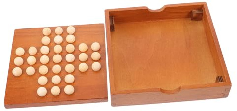 BESPORTBLE Klassisches Holz Brettspiel Solitär Peg Schachspiel Für Erwachsene Familien Intelligenzspielzeug Kreatives Strategiespiel Lern Denkspiel Für Freunde Und Gruppen
