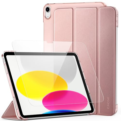 CACOE Case for iPad A16 11th/10th Generation with Screen Protector | (2025/2022) 11/10.9 inch Full Protective Tablet Cover for iPad 11/10 Gen,Rose Gold