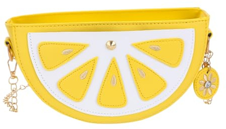 OUNONA Umhängetasche Damen mit Fruchtmotiv Handytasche in Zitronenform 2 Tragearten Mittelgroß für Shopping und Arbeit