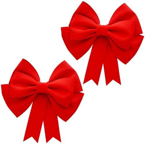 ZYLOUY 2 Stück 35x30cm Geschenkschleife Groß, Rote Schleife Dekoration, Dekorative Geschenkschleifen, Large Red Bow für Geburtstage Hochzeiten Girlanden Bäumen Veranden, Fenstern