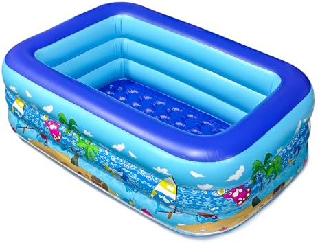 Aischens Aufblasbarer Pool Lang 135 x 85CM für Erwachsene und Haustiere | Erweiterter Erholungsbereich Sommer-Wasserspiel mit Rutschfester Boden