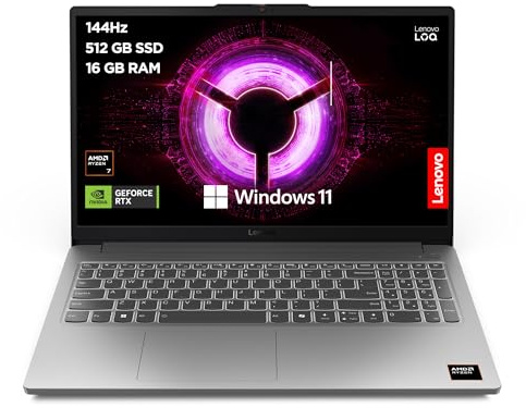 Lenovo LOQ 15 Notebook Gaming, NVIDIA GeForce RTX 4050, AMD Ryzen 7 7735HS, RAM 16GB, 512GB SSD, Schermo 15.6 FHD (1920x1080) 144Hz, Windows 11 Home - Luna Grigio