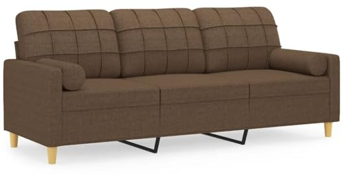 XHNIFBN 3-Sitzer Sofa Braun 198 cm Stoff Recamiere Modernes Design Robustes Metallgestell Abnehmbare Kissenbezüge Komfortable Couch für Wohnzimmer Büro Schlafzimmer