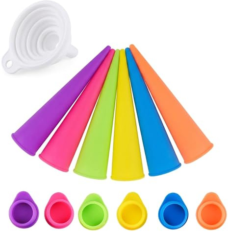 Moules à glace en silicone : sans goût de plastique, faciles à démouler, ultra-étanches ! Lot de 7 avec entonnoir.