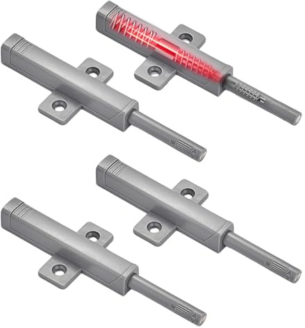 4 Stück Push to Open Türöffner Schrank, Magnetische Druckschnäpper 48N, Starker Feder Drucköffner für Schranktüren, Küchenschrank, Kleiderschrank & Möbel, Grau