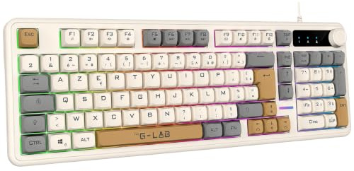 The G-Lab Keyz Caesium EX 3C - Clavier Gamer Membrane 98% RGB AZERTY FR | Filaire USB, Format 98%, Membrane Réactive et Silencieuse, Anti-Ghosting 26 Touches, Rétroéclairage Rainbow