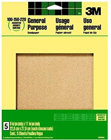 3M 9005NA - Hojas de Papel de Lija Modelismo, Lija para Lijadora, Madera y Metal, 22,8 x 27,9 cm