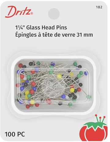 Dritz Glass Head Pins synålar, flerfärgad, 1–1/4-tum, 100