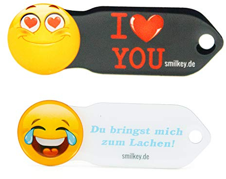 Einkaufswagenlöser Lachen & ILY/Schlüsselanhänger Einkaufschip mit Schlüsselfundservice/Abziehbarer Einkaufswagenchip Metall, Chip Einkaufswagen, Key Finder / 2 Stück