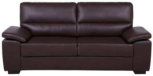 Beliani Canapé Fix 3 Places en Cuir PU Marron Haut de Gamme pour Salon au Style Moderne