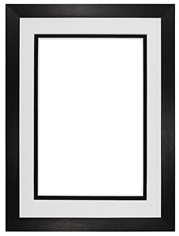 Memory Box Brushed Black Double Mount Photo frame/picture frame/poster frame with Real Glass - White on Black Mount - 12x10 for 10''x8 pictures