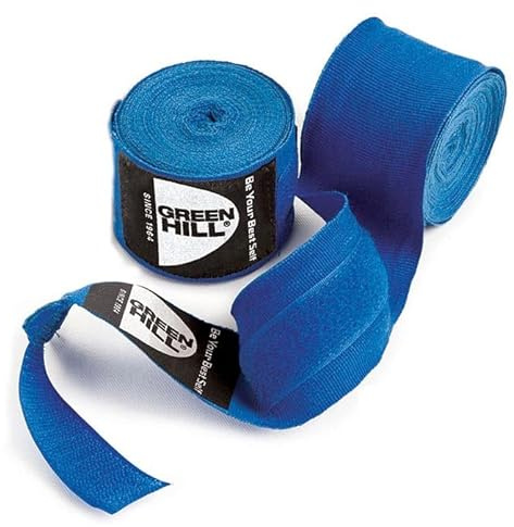 GREEN HILL Fasce BENDAGGI Bende Boxe Kick Boxing Nero Rosso Blu Elasticizzate (4.5 Metri, Blu)
