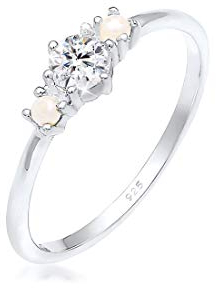 Elli Ring Damen Bandring Synthetische Perlen in 925 Sterling Silber