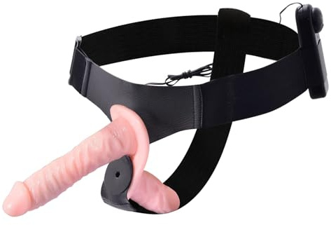 Vibrant Strap On Gode Ceinture Godemichet avec réglable ceinture, lesbien Sex Toys pour la Masturbation des Femmes(Beige)