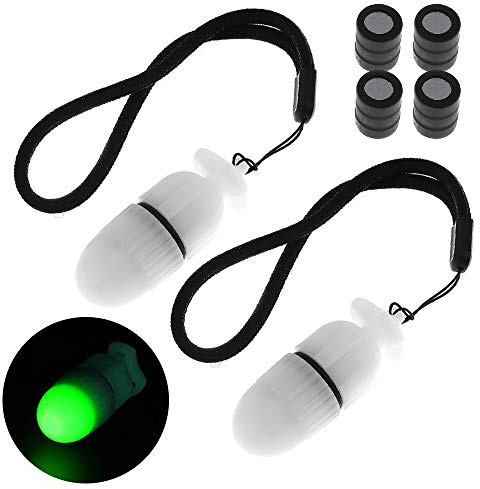 2 Pcs Scuba Dive Strobe Signal Torch for Night Dive Tank Marker-Green | LED Flashing Safety Beacon Light, Mini Tank Night Light Diving 200M Underwater 200 Hour Duration with Battery, Rotary switch