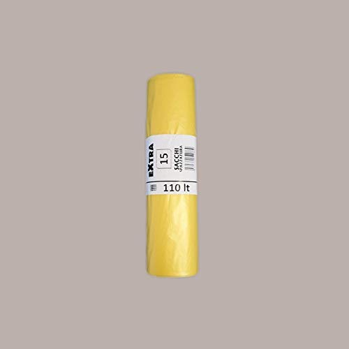 LUCGEL Srl 5 x 15 unidades bolsas de basura amarillas 55 x 65 con asas bolsas de plástico para basura