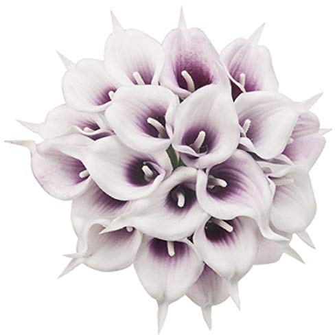 Ulalaza 20 PCS Calla Lily Artificial PU Latex Real Touch Fake Flower Bouquet for Party Bridal Wedding Home Décor