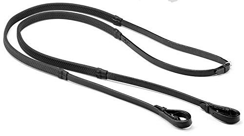 Cwell Equine - Riendas de goma (piel, mango suave), color negro y marrón, Full, Negro , 1000
