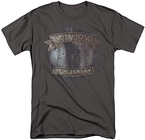 Trevco Bon Jovi New Jersey T Shirt, Charcoal Camiseta Unisex Adulto