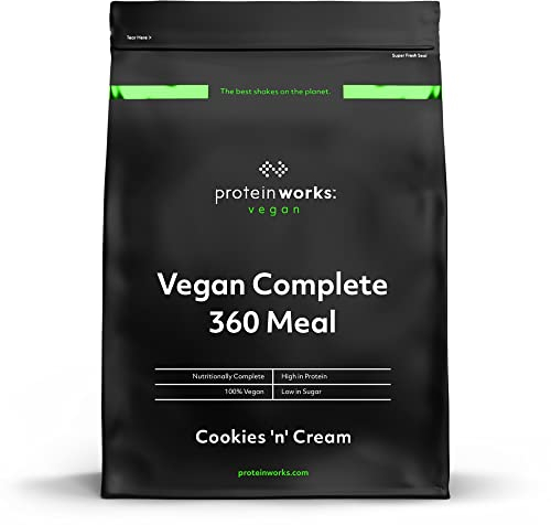 THE PROTEIN WORKS Pasto Completo 360 - Pasto Completo Equilibrato - 100% Vegano - Pasto Rapido e Conveniente Panna & Biscotti- 500 g