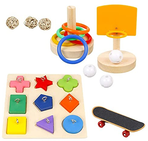 CHSEEO Set di 4 Giocattoli per Uccelli da Addestramento, Giocattolo Interattivo Puzzle per Pappagalli per Piccoli Pappagalli, Parrocchetti, Conure, Cockatiel, Pappagalli e Uccelli d'Amore