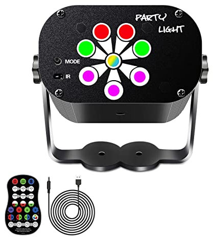 Eagou Diary Luces de discoteca 120 patrones de iluminación Luces de fiesta activadas por sonido con control remoto LED RGB escenario para fiesta en casa DJ Bar