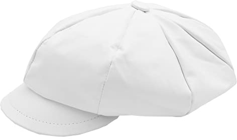 A1 FASHION GOODS Damen Mütze aus weichem Leder, klassische Kopfbedeckung, Farben: Schwarz, Braun, Rot, Weiß, weiß, Einheitsgröße