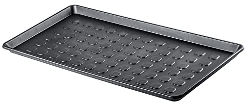 KADAX rechteckiges Schuhtablett, Untersetzer aus Kunststoff, 75,5x38cm, Anti-Rutsch Unterlage, leichte Schuhabtropfschale, Blumentopfuntersatz (1, Schwarz)