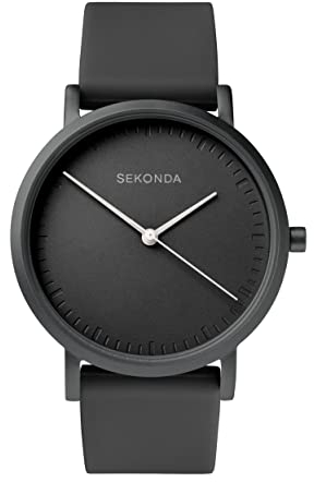 Sekonda in Colour Ladies 34mm Quartz Watch in Black with Analogue Display, and Black Silicone Strap 40389