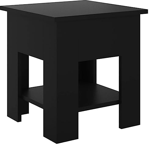 vidaXL Couchtisch mit Ablage Beistelltisch Wohnzimmertisch Kaffeetisch Sofatisch Teetisch Tisch Wohnzimmer Schwarz 40x40x42cm Holzwerkstoff