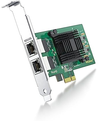 ipolex Carte réseau Ethernet 1.25G, 2X Port RJ45+, Carte réseau 10GbE avec contrôleur Intel 82571, Prise en Charge Windows Server/Windows/Linux/VMware (ne Prend Pas en Charge Windows XP, Mac OS)